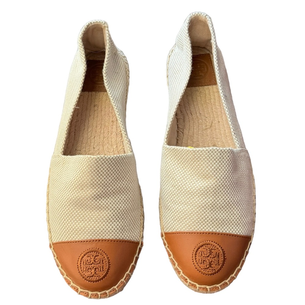 Tory Burch Colorblocked Canvas & Leather Espadrille Size 7
